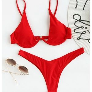 Underwire high leg bikini set